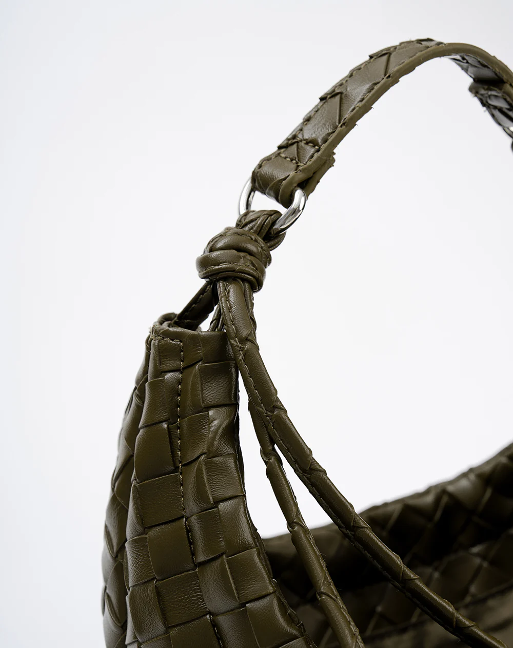 Bolso hobo efecto cuero trenzado verde mujer - Image 4