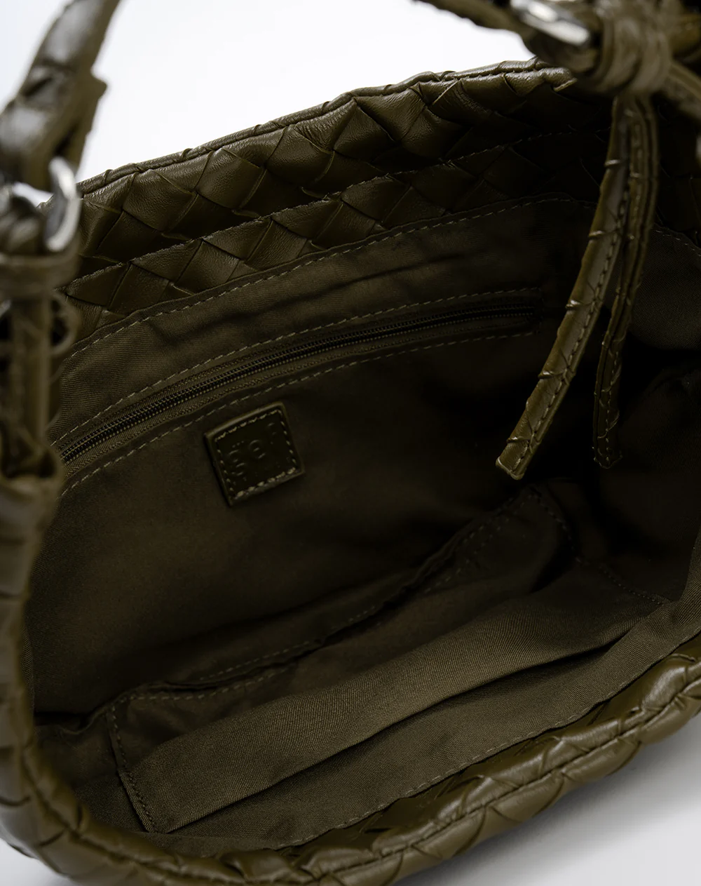 Bolso hobo efecto cuero trenzado verde mujer - Image 5