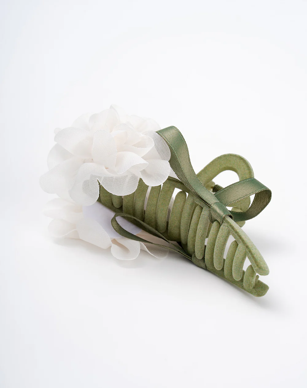 Pinza para el cabello con detalle floral verde mujer - Image 4