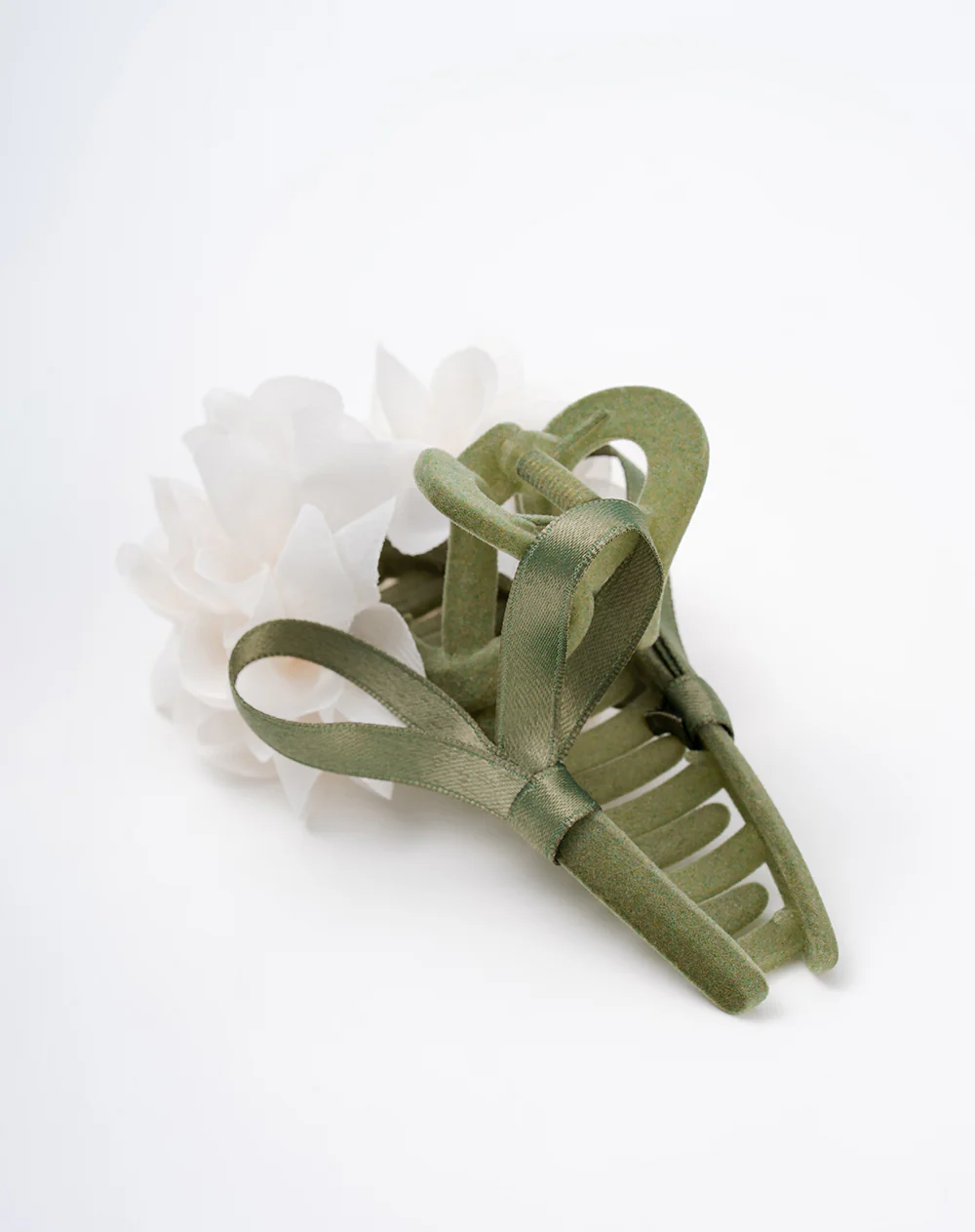 Pinza para el cabello con detalle floral verde mujer - Image 5