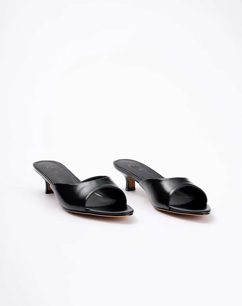 Sandalias mule de tacón bajo negro mujer - Image 3