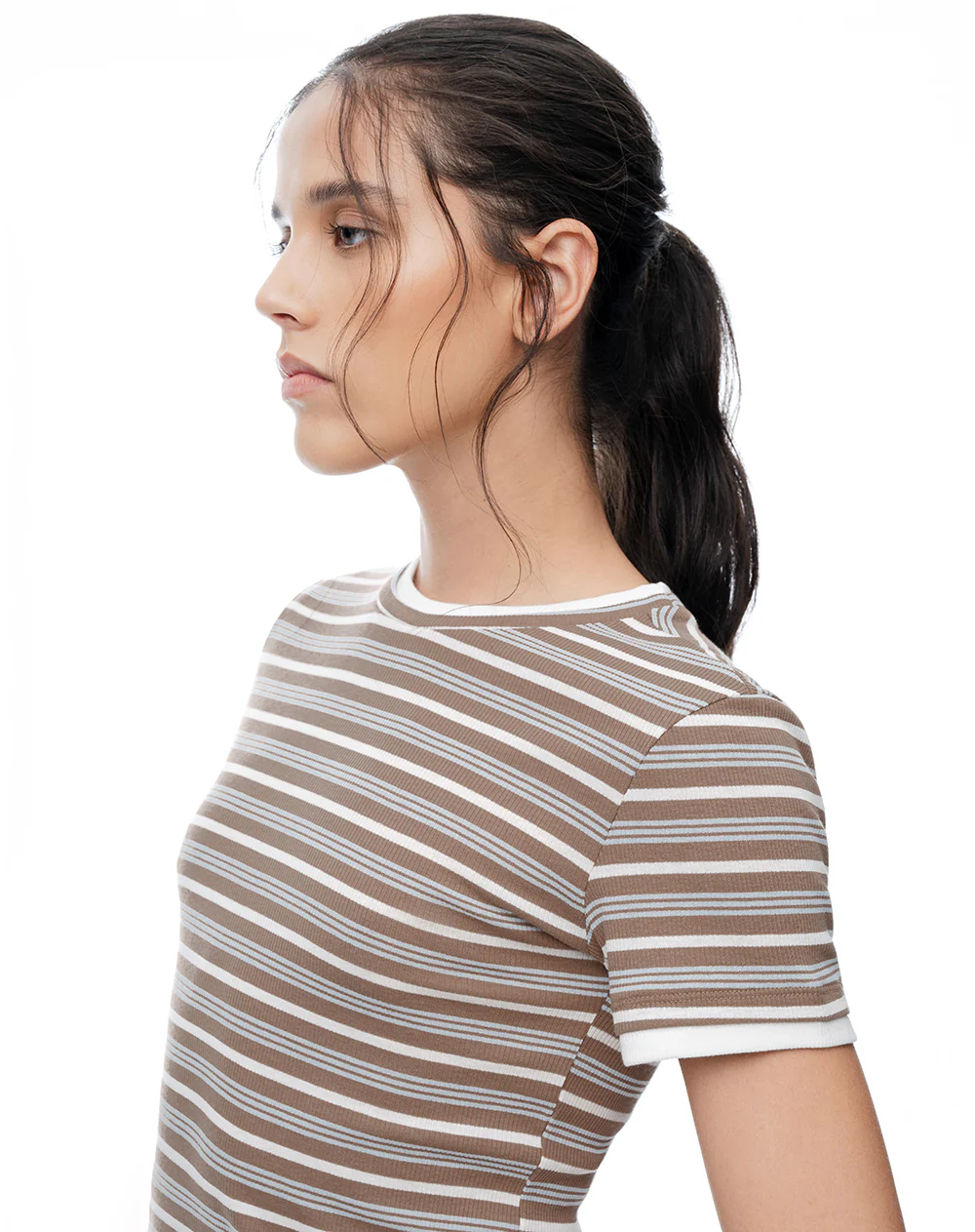 Camiseta slim acanalada rayas mujer - Image 3