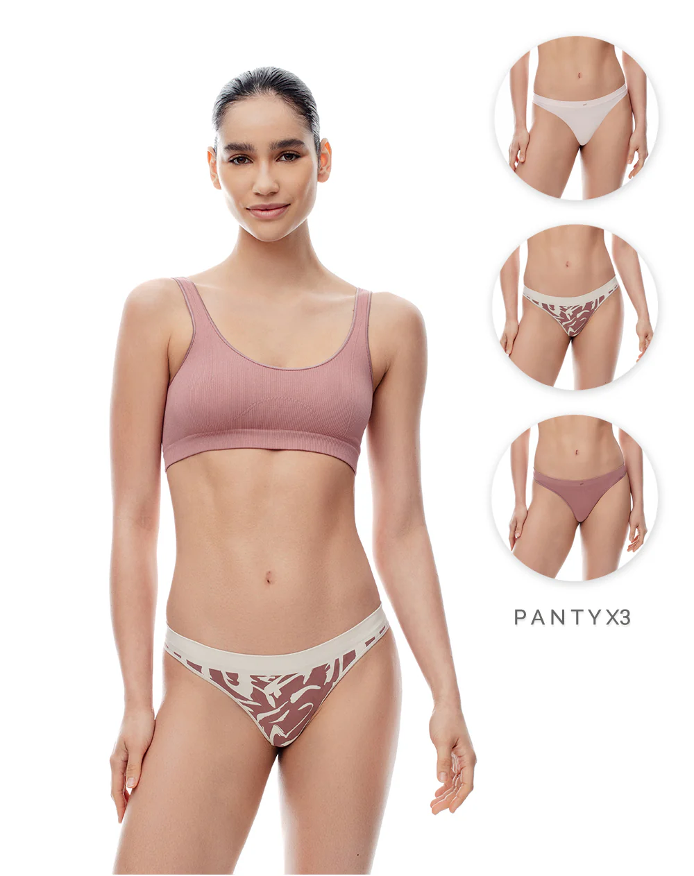 Panty tipo tanga seamless tiro medio x3unds surtido