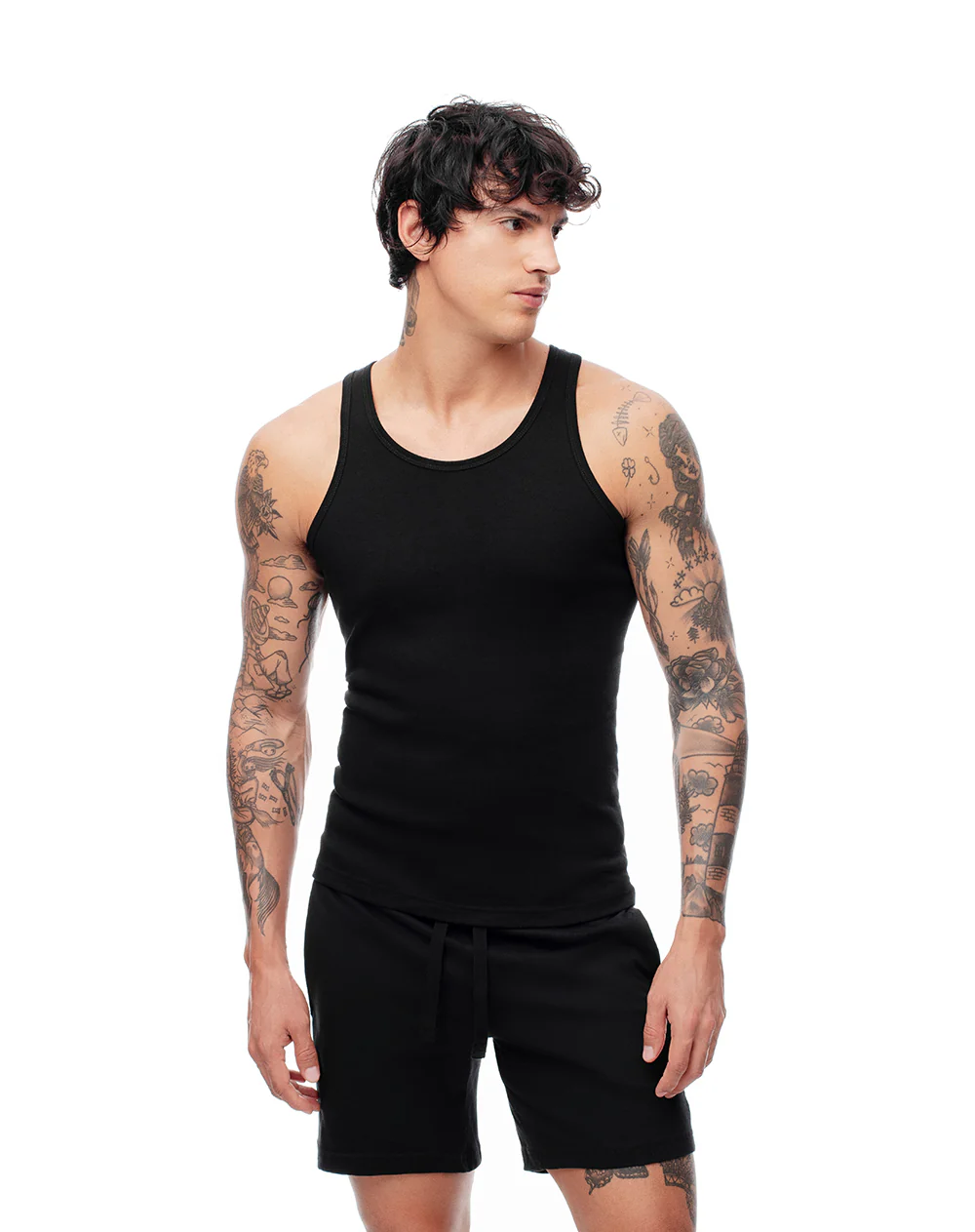 Camisilla slim algodón negra hombre - Image 2